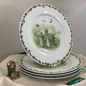 Peter Rabbit Green Toile by Zrike Set of 4 Dinner Plates - EASTER anyone?